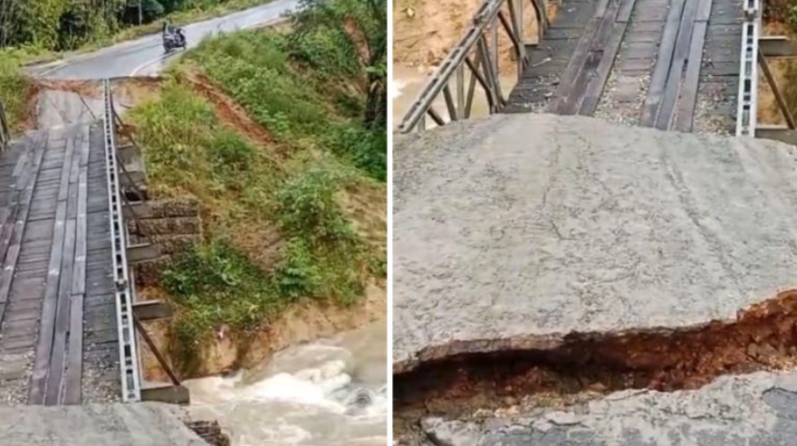 Jembatan Penghubung Taeno-Wakal Putus Diterjang Hujan Deras, Warga Harus Putar Arah