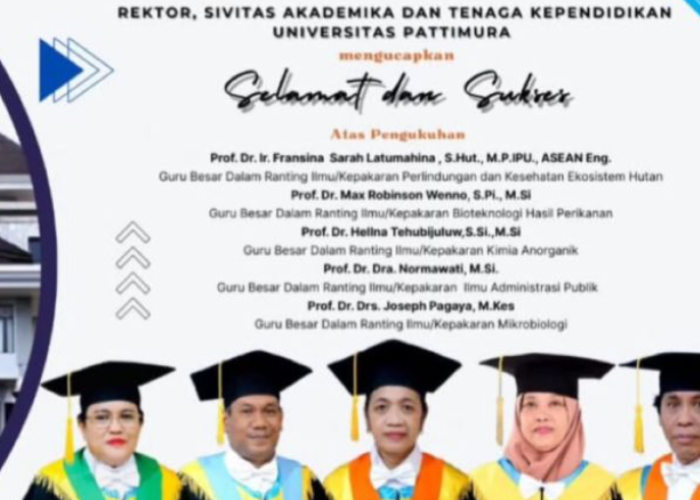 Perkuat Kualitas Pendidikan di Maluku, Unpatti Ambon Kukuhkan 5 Guru Besar Baru 