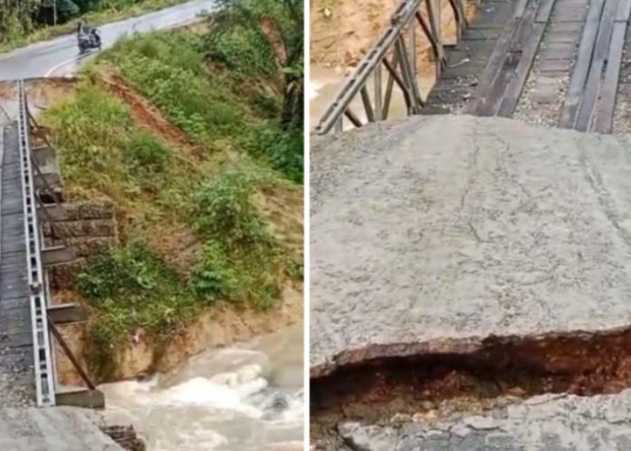 Jembatan Penghubung Taeno-Wakal Putus Diterjang Hujan Deras, Warga Harus Putar Arah